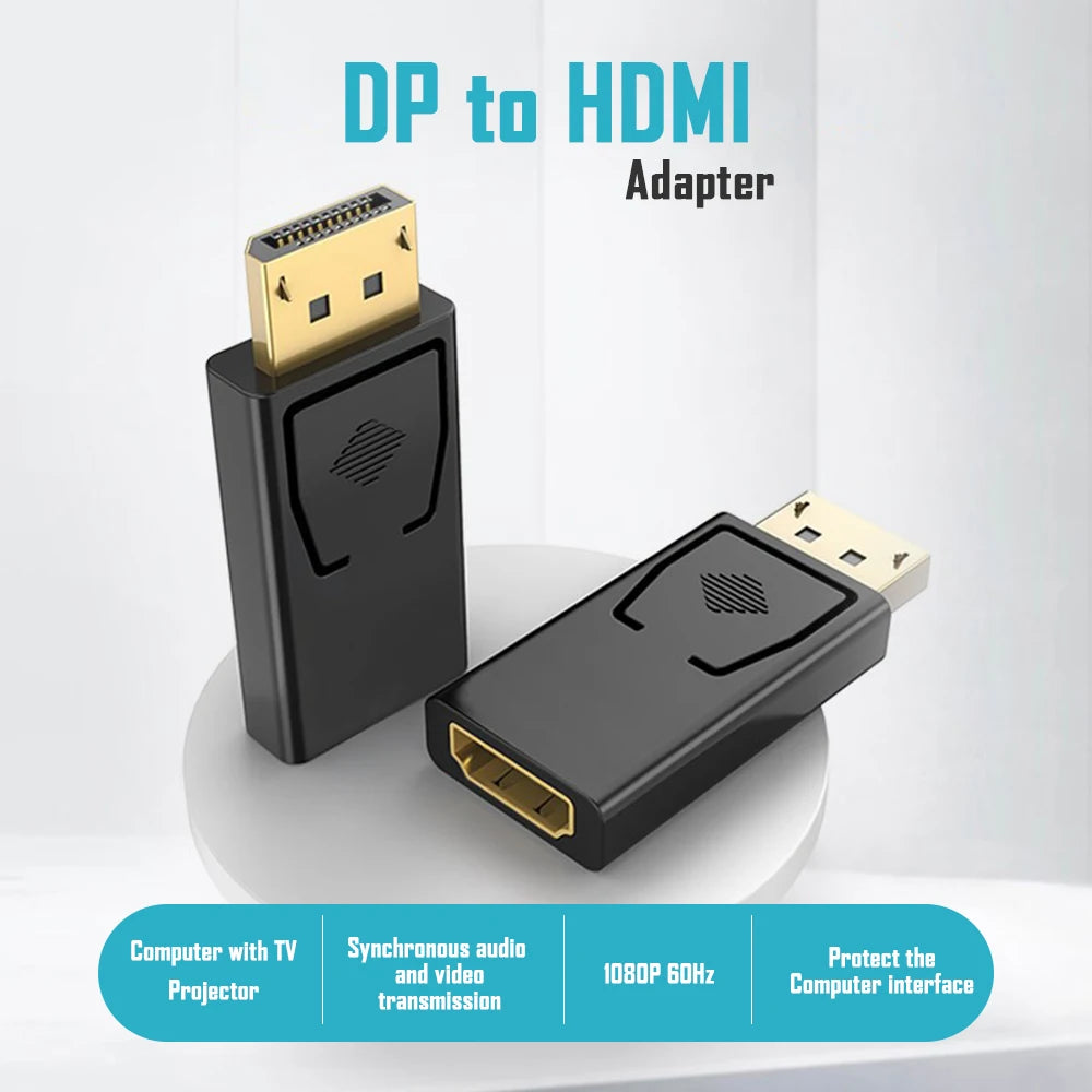 4K DisplayPort to HDMI DP to HDMI Display Converter 4K@60Hz DP to HDTV Male to Female Unidirectional Adapter for Dell, Lenovo、PC