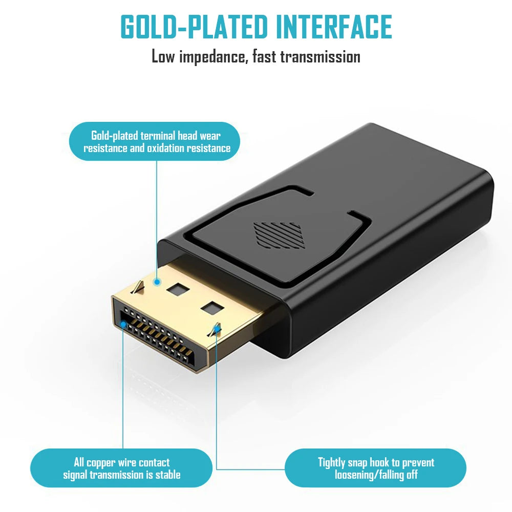 4K DisplayPort to HDMI DP to HDMI Display Converter 4K@60Hz DP to HDTV Male to Female Unidirectional Adapter for Dell, Lenovo、PC