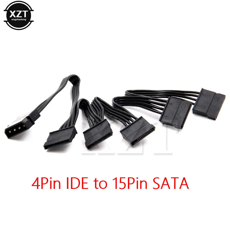 New SATA 15Pin M 1 to 5 SATA 15Pin F Hard Drive Power Supply Splitter Cable Cord for DIY PC Sever 15-pin Power Adapter 60CM