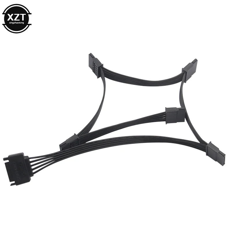 New SATA 15Pin M 1 to 5 SATA 15Pin F Hard Drive Power Supply Splitter Cable Cord for DIY PC Sever 15-pin Power Adapter 60CM