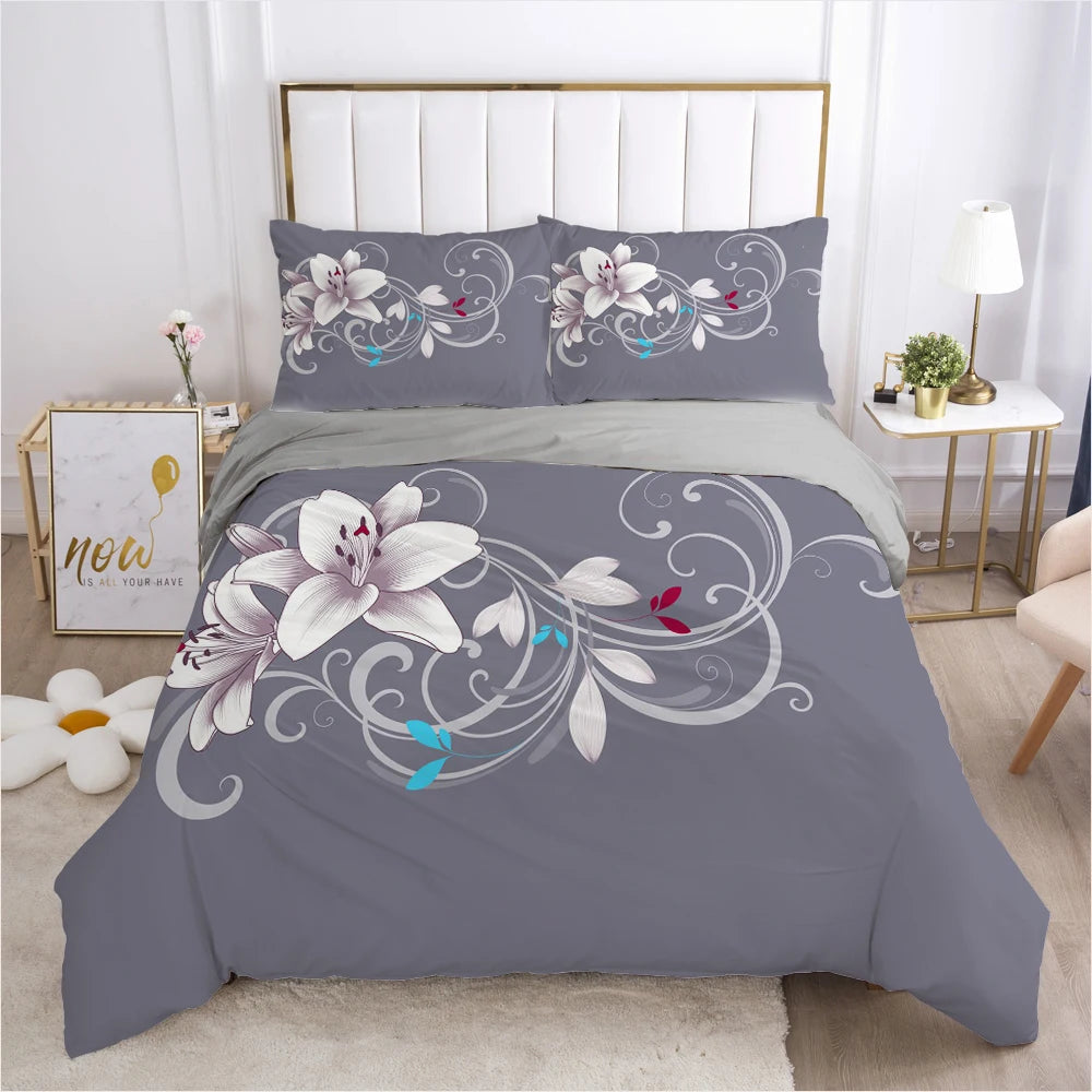 Bedding Set Duvet Cover Pillowcases Comforter/Quilt/Blanket Cover Luxury 3D HD Quality Printed Reactive Queen Single purple
