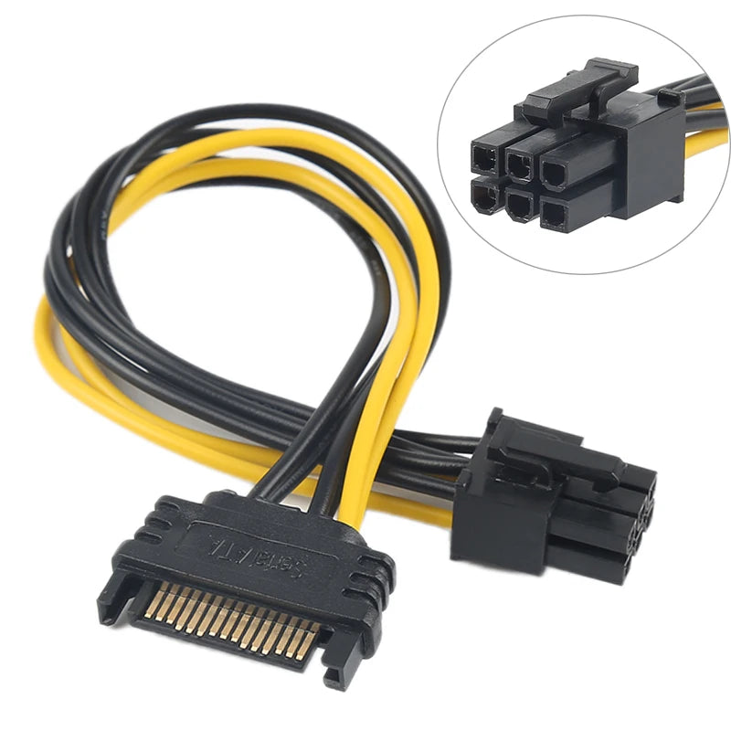 PCI Express 15 Pin to 6 Pin SATA Power Video Card Supply Adapter Cable 20cm