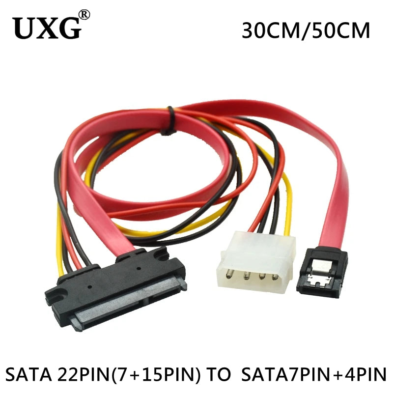 Cable SATA 22pin 7+15pin Female to SATA 7Pin Female with Molex IDE 4Pin Power Computer Cable Cord 50cm for 2.5 3.5 HDD