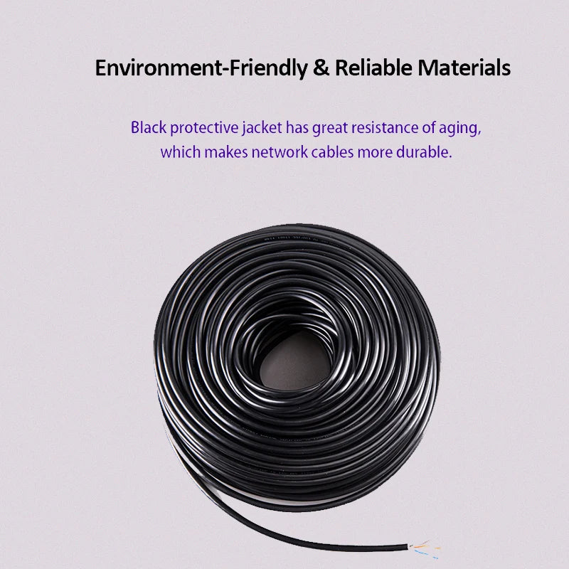 Network Cat7 S-FTP Outdoor Cable Shielded 26AWG Stranded Copper Wires PE Sheath Waterproof & UV Resistant