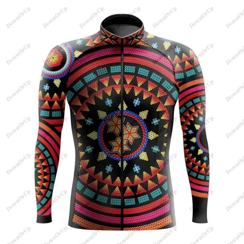 Mexico Aztec Men's Long Sleeve Cycling Jersey Maillot Ciclismo Hombre Equipment BIke ropa Professional Cycling Clothing
