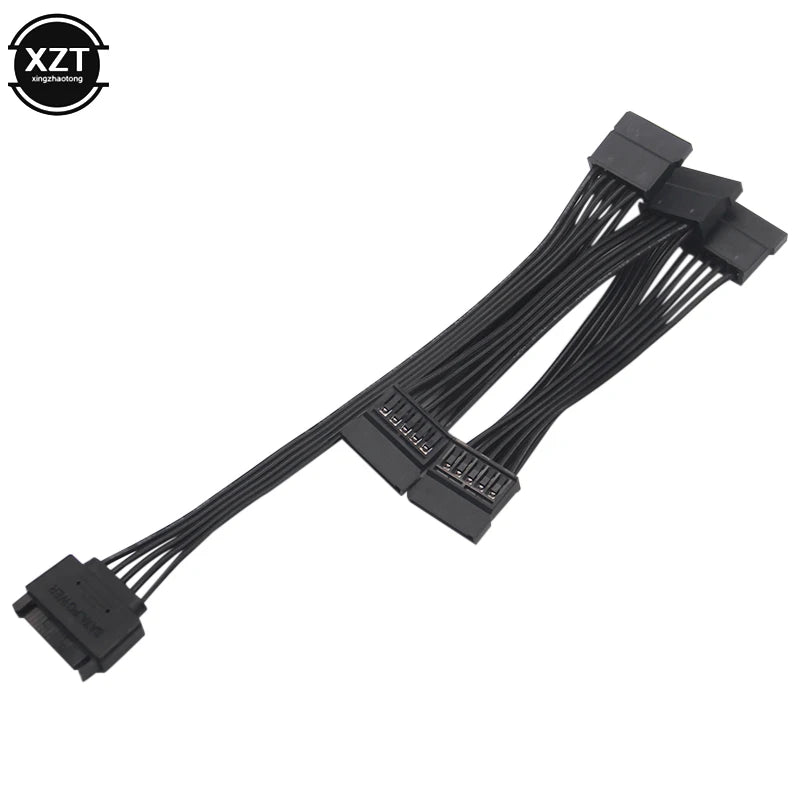 New SATA 15Pin M 1 to 5 SATA 15Pin F Hard Drive Power Supply Splitter Cable Cord for DIY PC Sever 15-pin Power Adapter 60CM