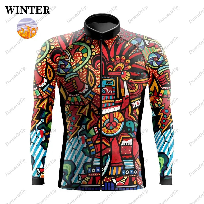 Mexico Aztec Men's Long Sleeve Cycling Jersey Maillot Ciclismo Hombre Equipment BIke ropa Professional Cycling Clothing