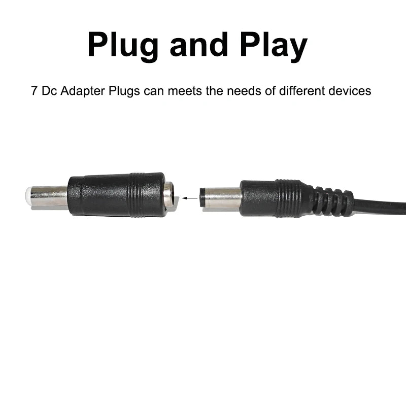 Universal Power Cable USB to DC 5.5 * 2.1mm Jack 5V Charging Cord with 8 Selectable Connector Tips for CCTV Cameras TV Box