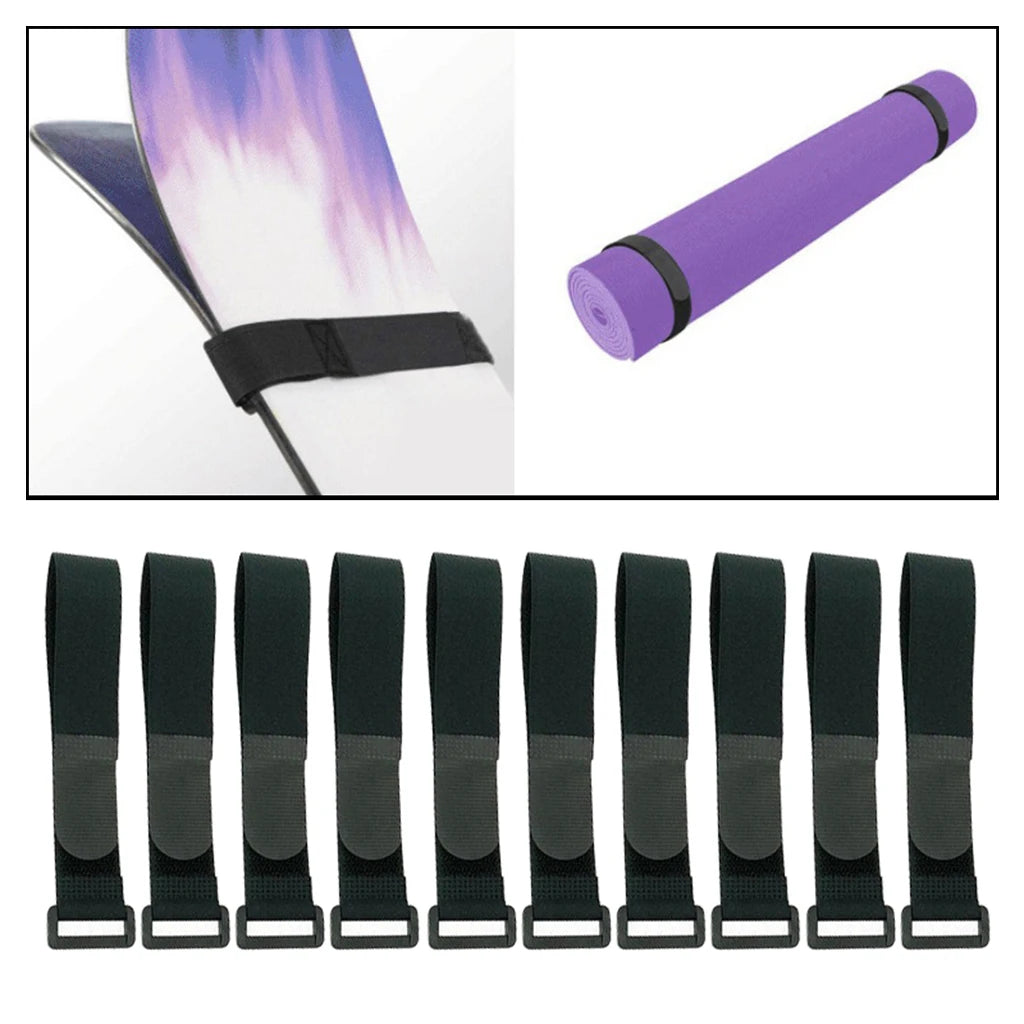 10 Pieces Adjustable Bike Rack Strap Bicycle Wheel Stabilizer Straps Cable Cord Tie Downs Yoga Mat Bundle Straps
