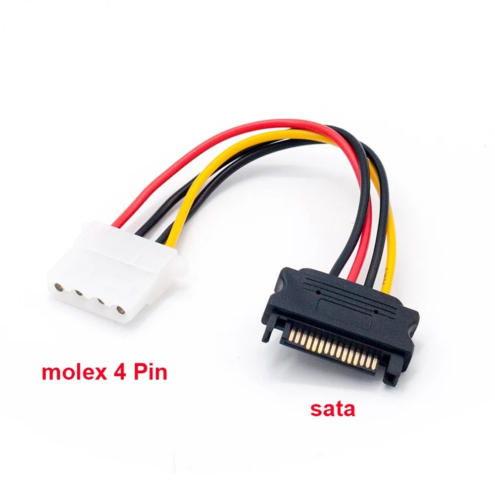 4 Pin Molex IDE To 15pin SATA Cable Female Male Hard Drive Disk Power Supply Cable Adapter SATA Extension Cord For PC Computer