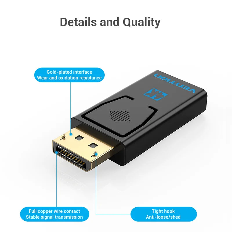 Vention DisplayPort to HDMI Adapter 4K Male DP to HDMI Female Video Audio Converter for PC Laptop Projector DisplayPort to HDMI