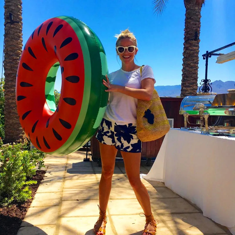 Rooxin Watermelon Pool Floats for Adult Kids Inflatable Circle Swimming Ring Floating Seat Summer Beach Party Pool Toys