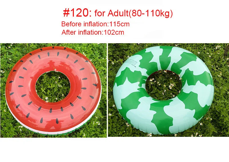 Rooxin Watermelon Pool Floats for Adult Kids Inflatable Circle Swimming Ring Floating Seat Summer Beach Party Pool Toys