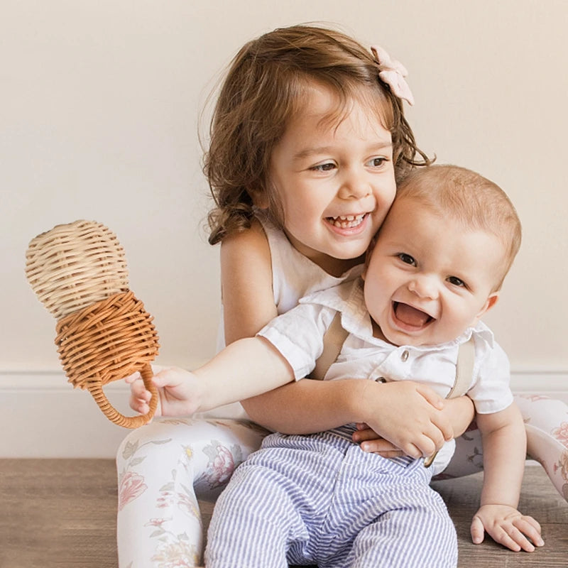 Baby Toys Rattan Pine Bell Wooden Rattan Toys Wooden Baby Rattle Rattan Toy Bell rattle Toy Baby pro Baby Comfort Products