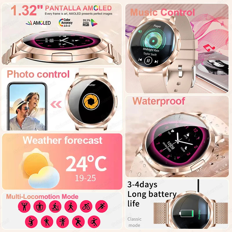 Women's Health Fashion Smart Watch 3D Curved HD Screen Heart rate Bluetooth call Sports Fitness Bracelet Light luxury SmartWatch