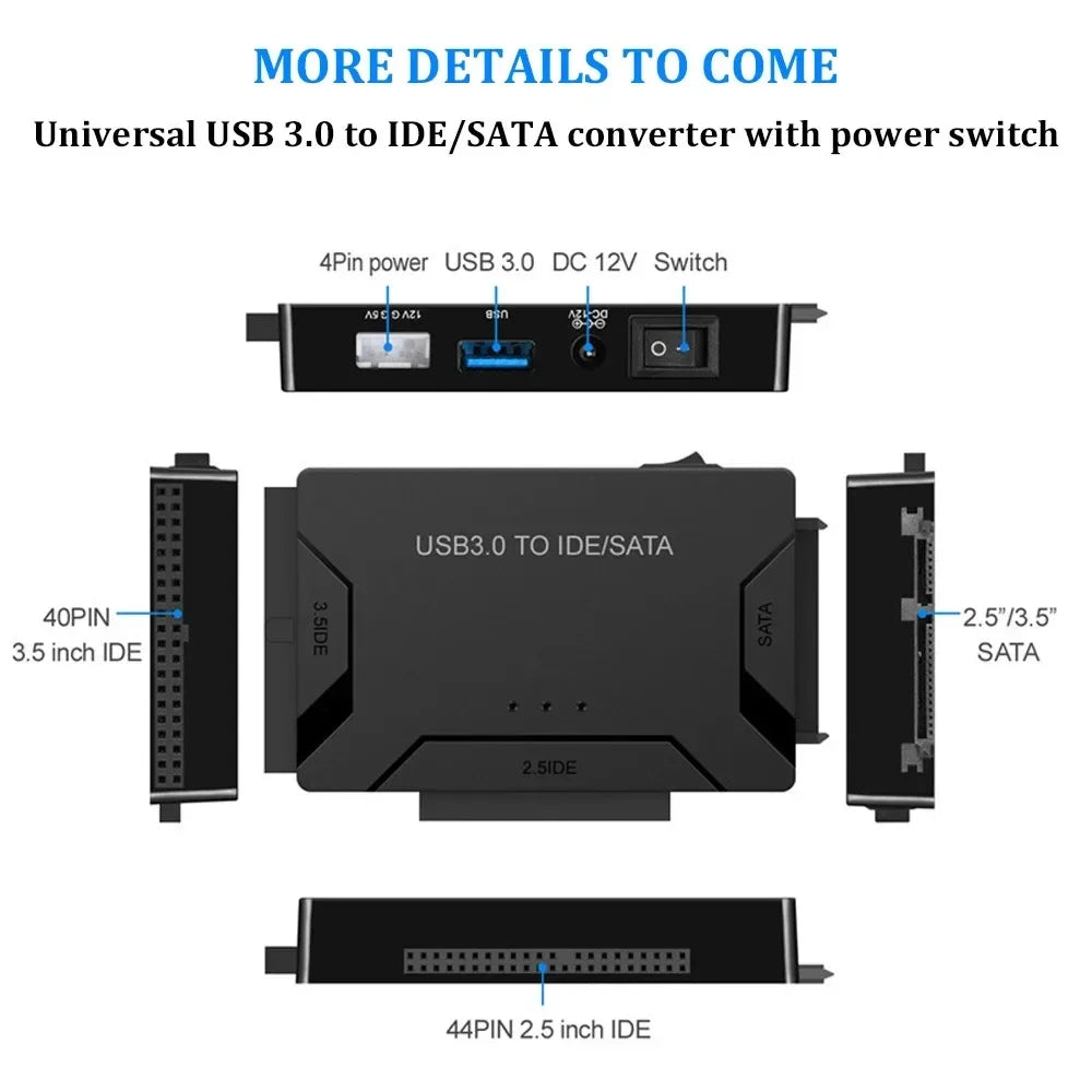 USB 3.2 3.0 to SATA IDE3.0 Converter 2.5/3.5 Inch SSD HDD Hard Drive External Adapter USB 3.0 to Sata III Cable for Laptop PC