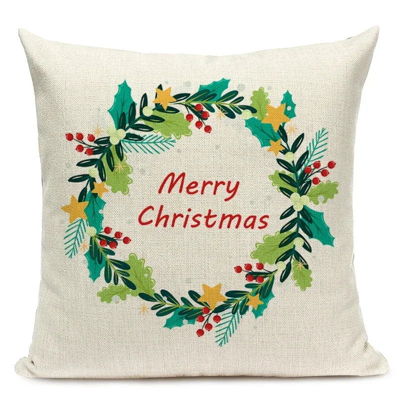 1pcs/SET Christmas Tree Pattern Linen Throw Pillow Case, Decorative Cushion Cover, Car, Home, Sofa Decor, Merry Christmas