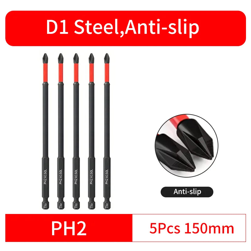 Anti-Slip and Shock-Proof Bits Screwdriver Bits,High Hardness Strong Magnetic 25/50/65/70/90/150mm PH2 Screwdriver Set