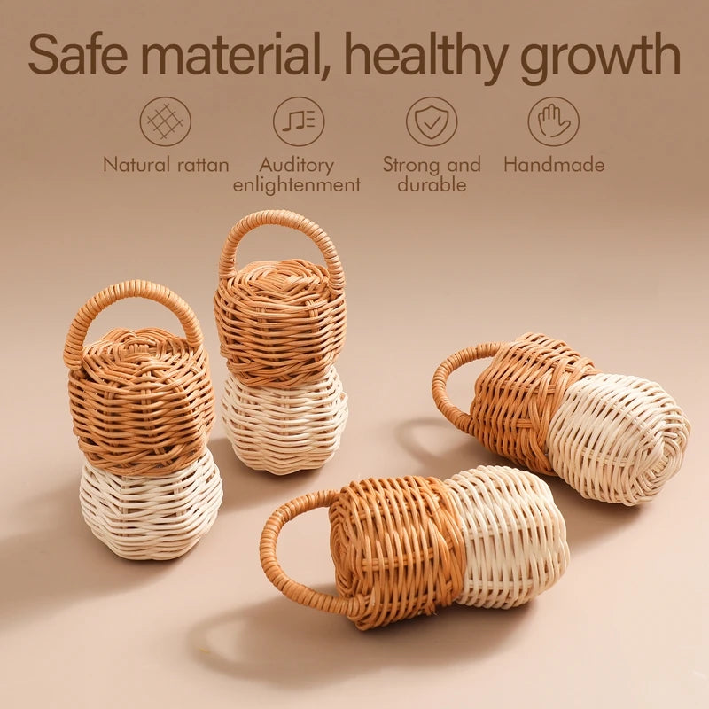Baby Toys Rattan Pine Bell Wooden Rattan Toys Wooden Baby Rattle Rattan Toy Bell rattle Toy Baby pro Baby Comfort Products