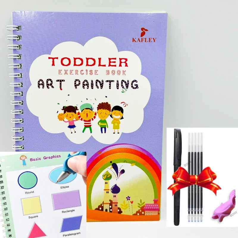3D Calligraphy Copybook Reusable Learning Math English Book Drawing Numbers Education for Kids Letter Practice Toy Gifts