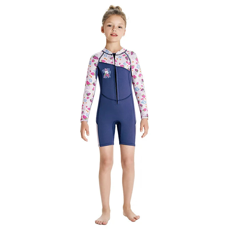 2.5mm Neoprene Surfing Shorty Wetsuit For Children Boys Jellyfish Swimsuit Girls Underwater Diving Suits Kids Scuba Swimwear