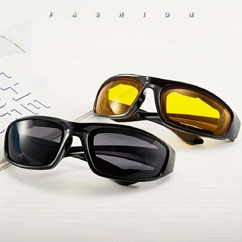 1pc Sports Glasses Combo, Windproof Cycling Eyewear Outdoor Glasses With Yellow & Grey Lenses Durable Frame Athletic Accessories