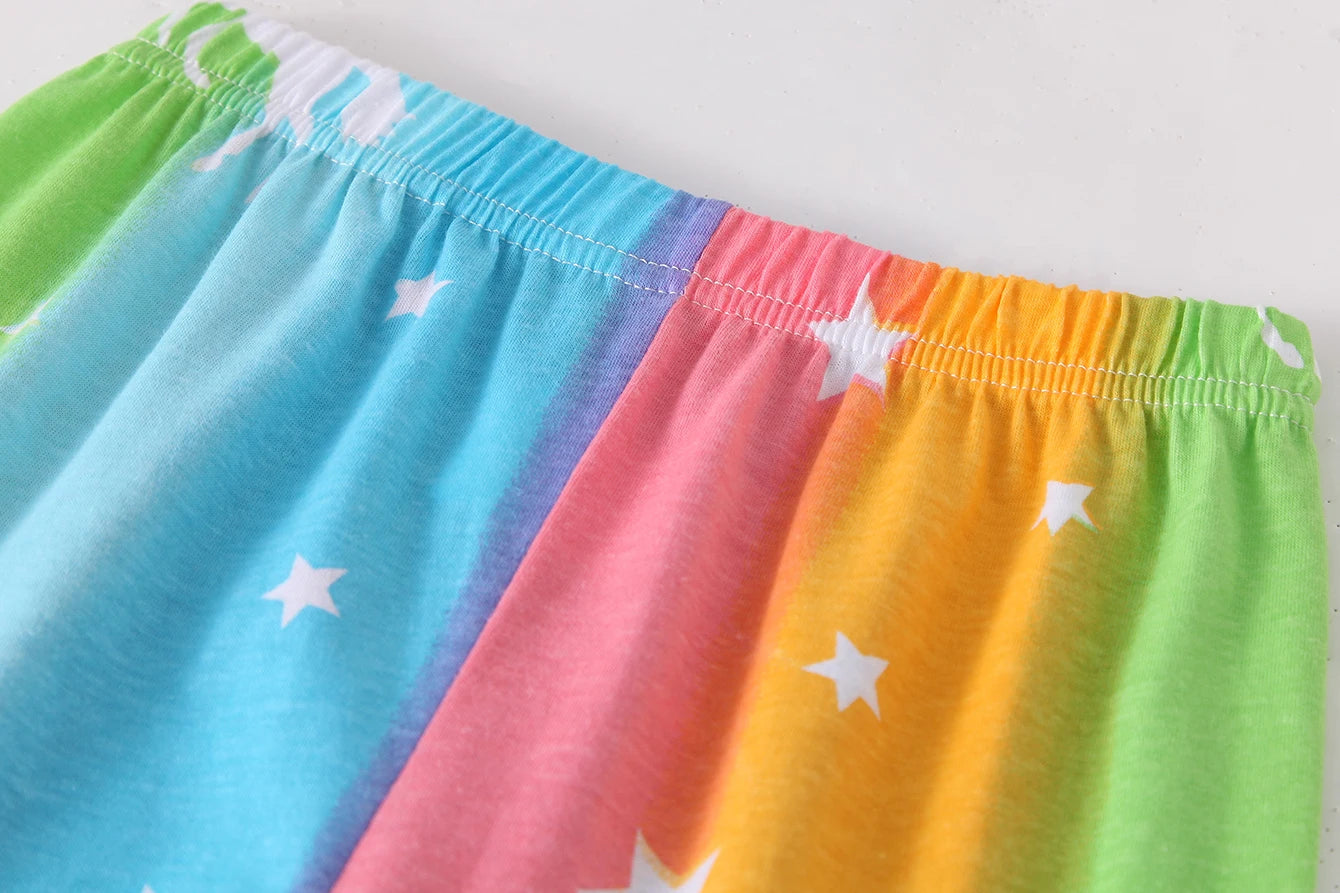 Children's clothing Spring and Autumn long sleeved long pants underwear set Pajama set Girls' colorful unicorn home clothes set