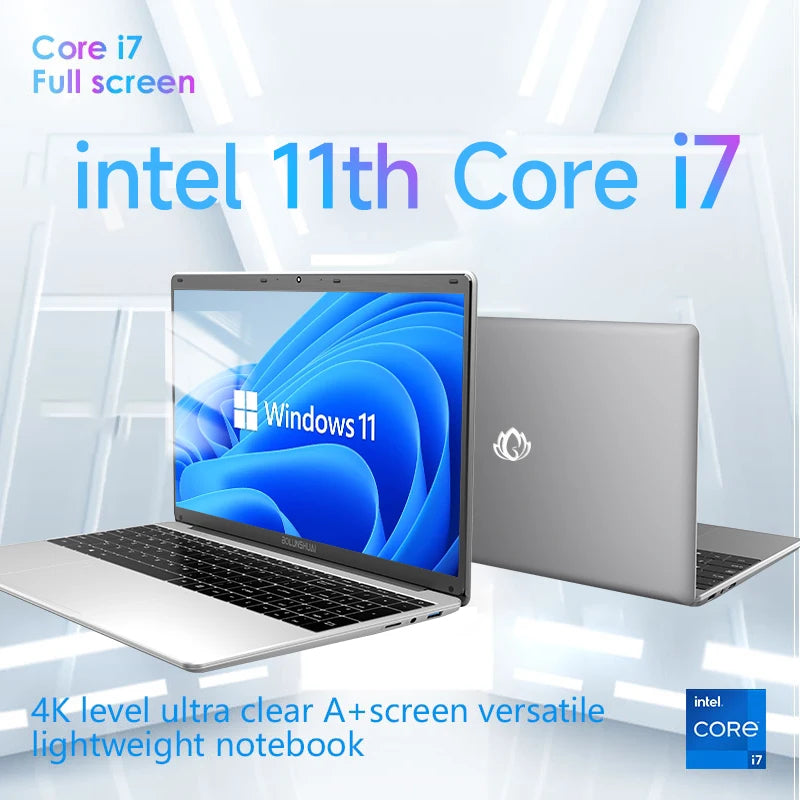 BOLUNSHUAI Laptop 15.6" Intel Processor N95 or i7 Notebook 16GB RAM 1TB SSD Cheap Computer FULL HD Resolution Office Study PC