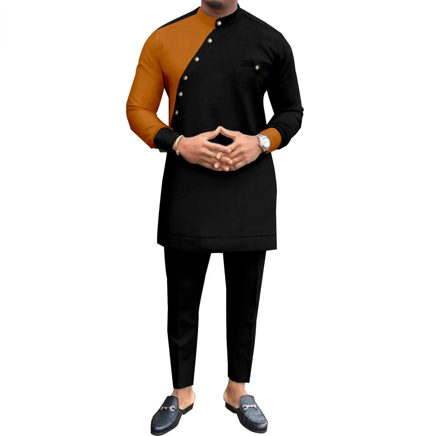 New Casual Fashion African Ethnic Solid Color Men's Casual Suit Jacket + Pants Ropa Hombre Roupas Maculinas 반바지 Men Clothing