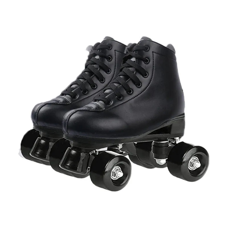 Roller Skates Shoes Quad wheels Skating Adult Unisex Double Row Roller Shoes Outdoor Sliding Sport Sneaker Leather Footwear Gift