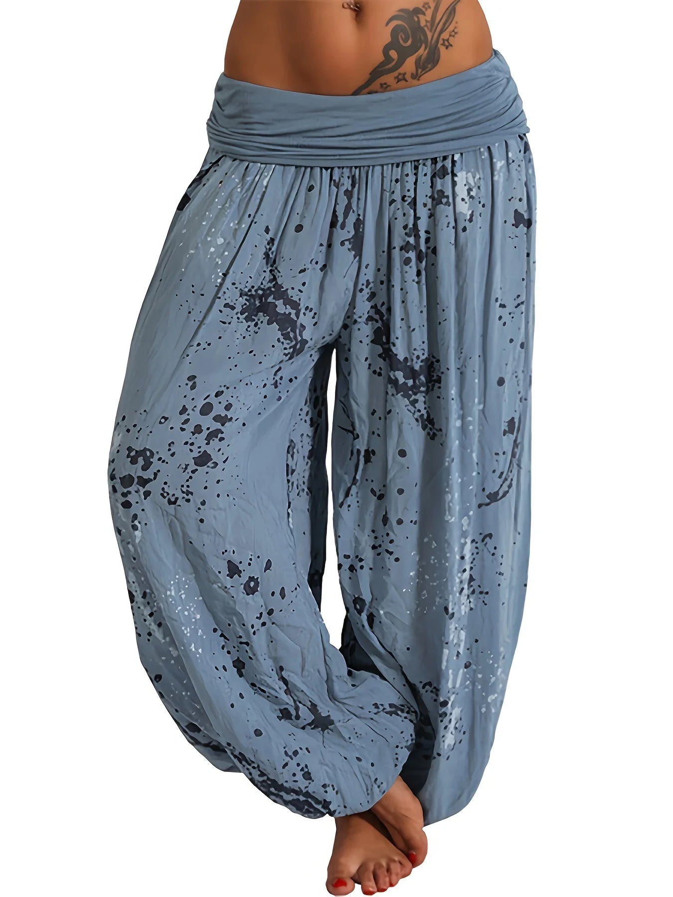 Women New Fashion Floral Print Harem Pants Yoga Pants Ladies Loose Fit Casual Wide Leg Long Trousers Sports Pants