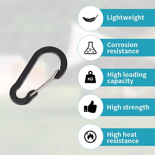 10PCS Multifunctional Stainless Steel Carabiner Key Chain for Outdoor Camping Climbing Buckle Hook Fishing Accessories