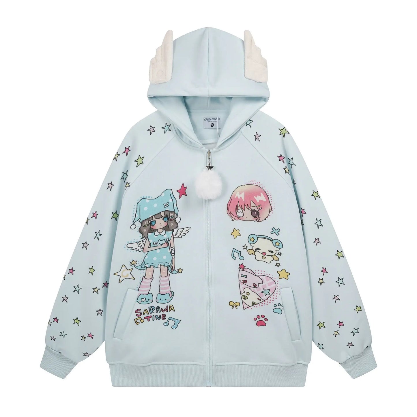 2025 Ropa Mujer Japanese Coat for Women‘s Thicked Cute Cartoon Print Jackets Oversized Tops Casual Fashion Ear Hooded Outwear
