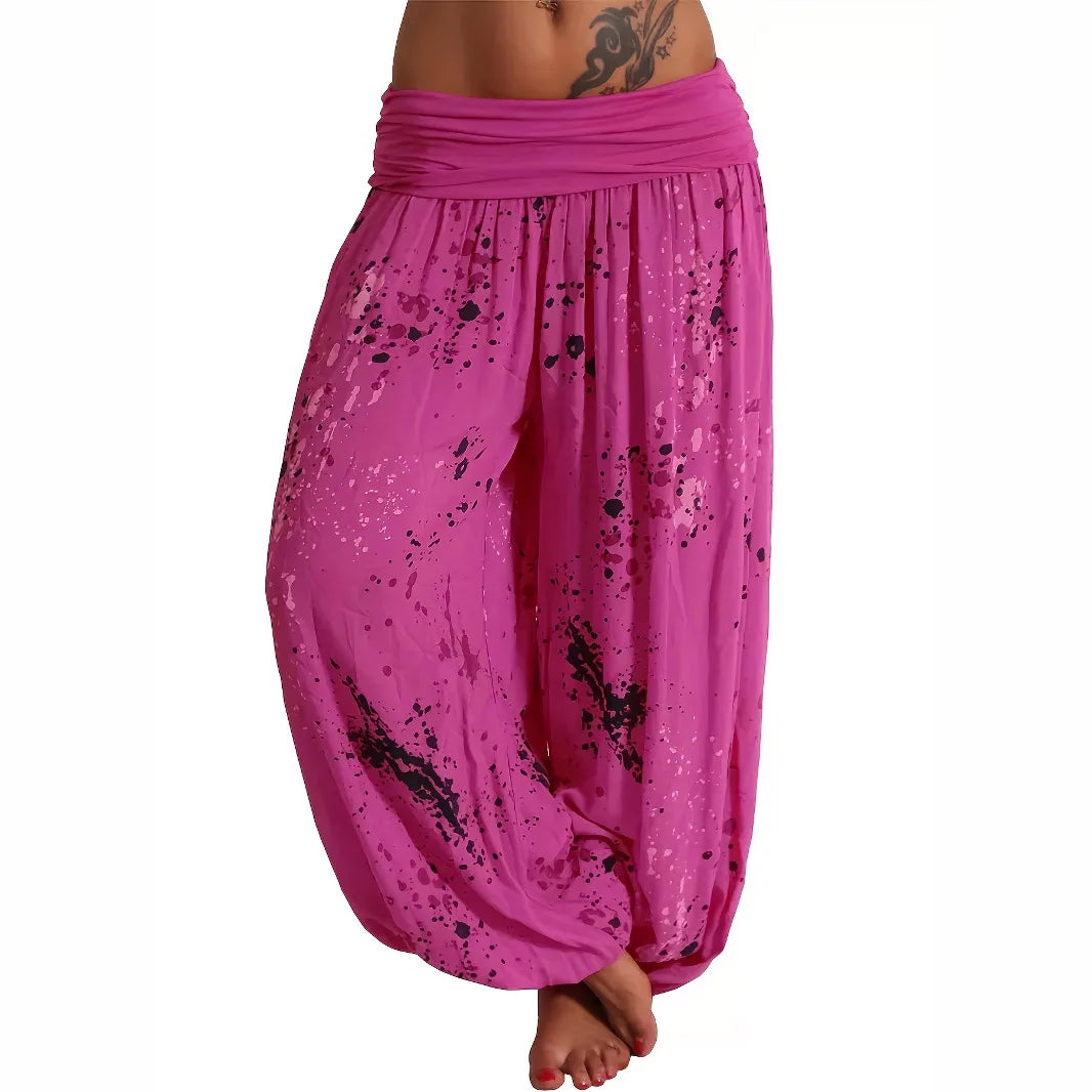 Women New Fashion Floral Print Harem Pants Yoga Pants Ladies Loose Fit Casual Wide Leg Long Trousers Sports Pants