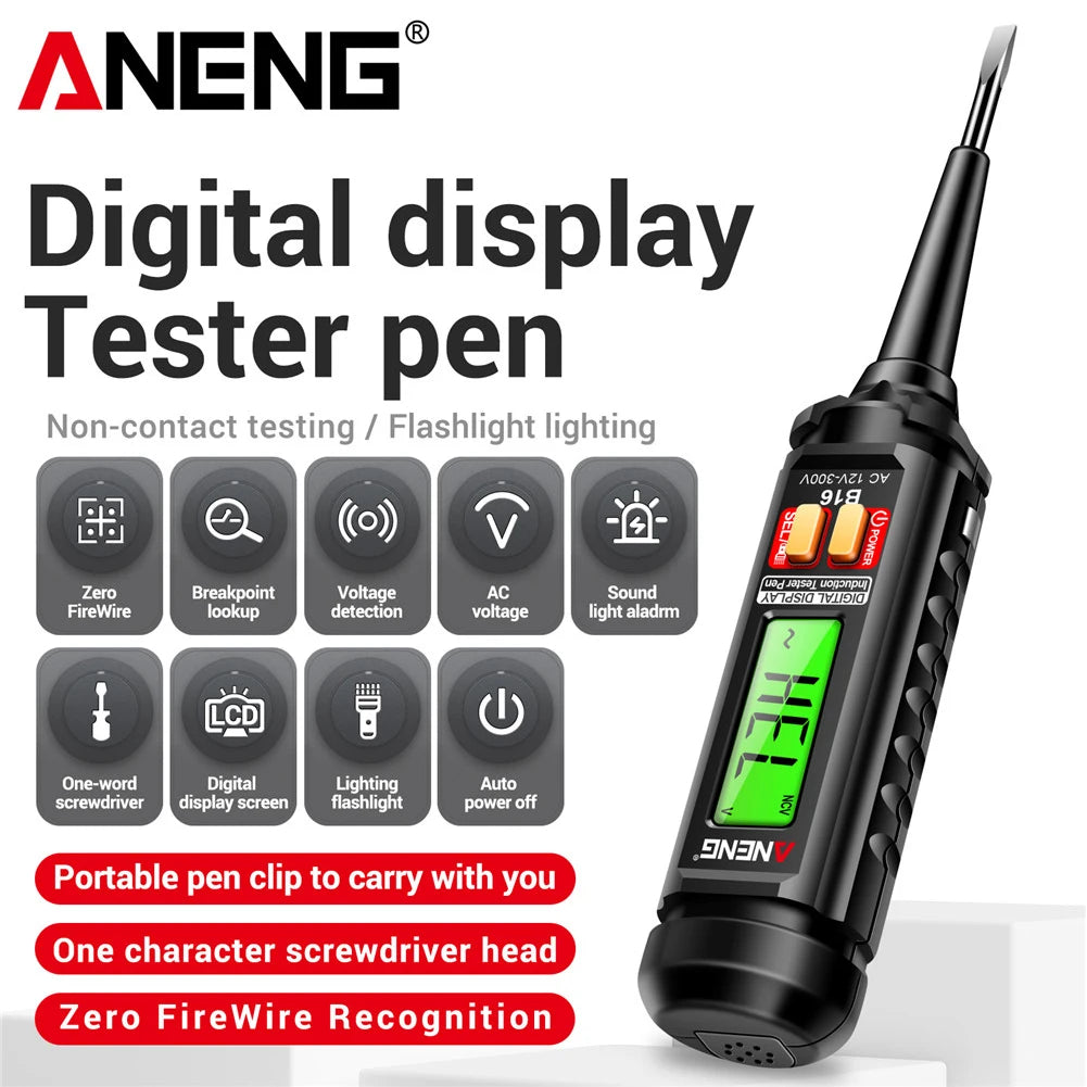 AC 12V-300V Non-Contact Voltage Detector LCD Digital Display NCV Voltage Tester Pen Wire Breakpoint Finder Live Wire Test Meter