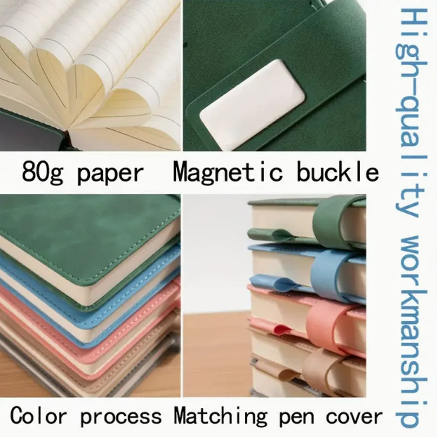 Vintage A5 Leather Notebook with Leather Notebook Cover, Personalized Soft Cover and Bookmark, Perfect for Business, Meeting