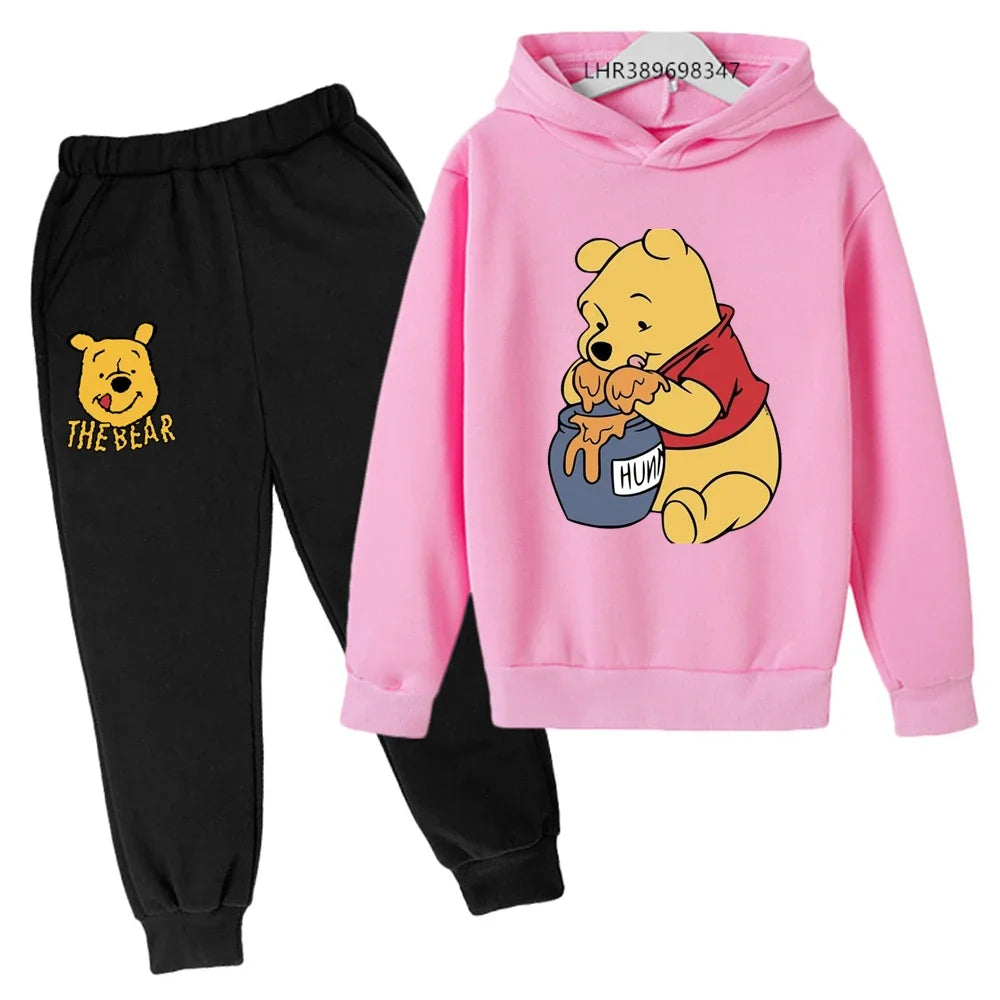 Ropa para niños Little Bear Otoño Invierno edad 3-12 niños niñas abrigo niños Sudadera con capucha + Pantalones conjunto negro
