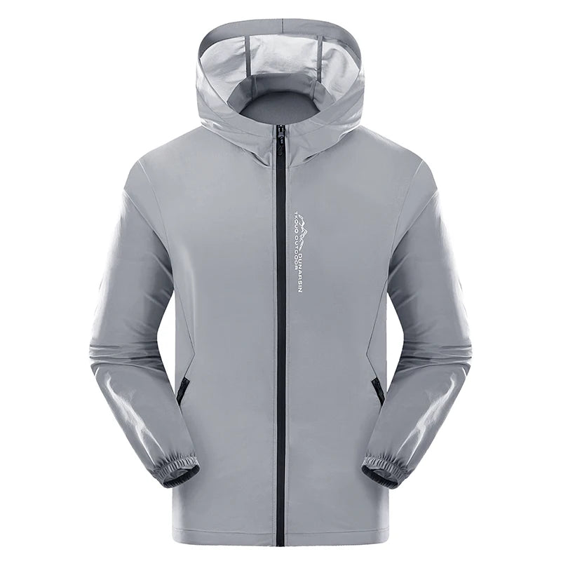 Summer Outdoor Reflective Coats Quick Dry Sun-Protective Thin Jacket Men Hiking Fishing Cycling Hooded Gym Sport Windbreaker