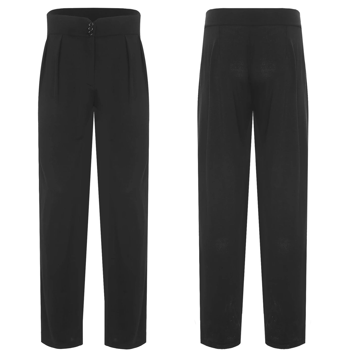 Latin Jazz Tango Rumba Dance Pants for Men Adults Cha-Cha Ballroom Dancing Competition Performance Costume High Waist Trousers