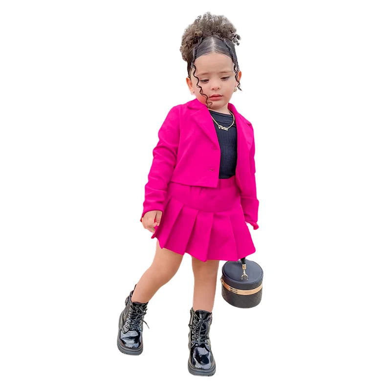 Children's Clothing Long Sleeve Jacket & Miniskirt Suit For Girls Autumn 2Pcs Sets For Kids Clothes Girls From 2 to 8 Years Old