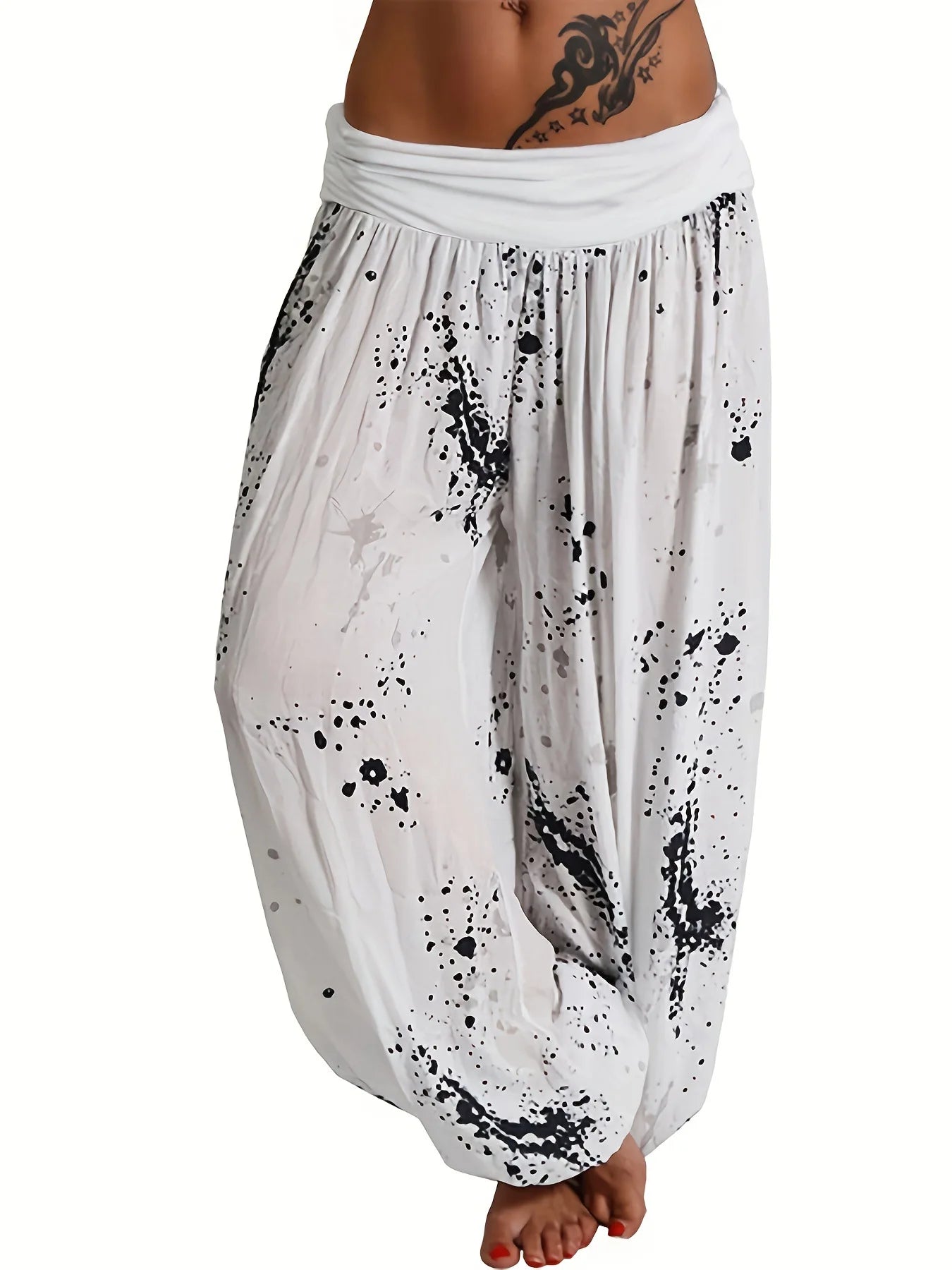Women New Fashion Floral Print Harem Pants Yoga Pants Ladies Loose Fit Casual Wide Leg Long Trousers Sports Pants