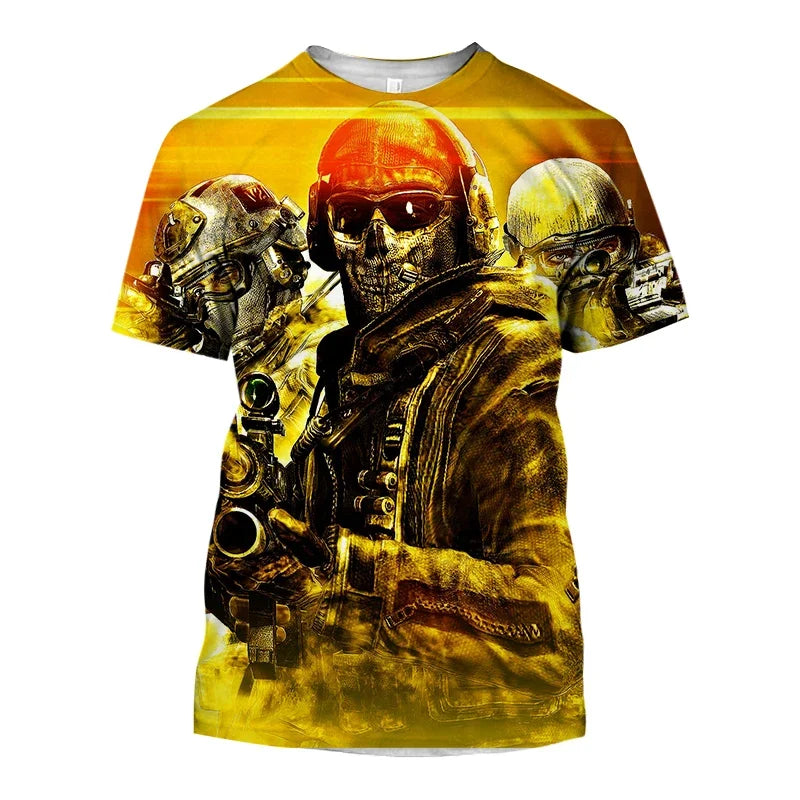 2024 Summer New Hot Call of Duty Game 3d Printed Men's T-shirt Fashion Casual Plus Size Loose Comfortable Breathable Top