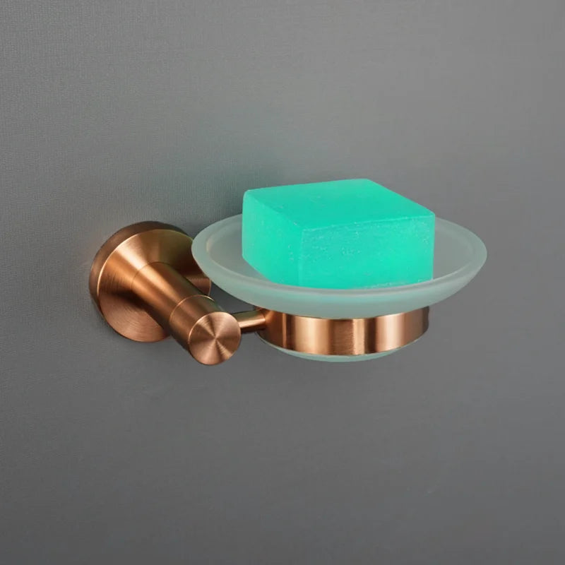 Brushed Rose Gold Stainless Steel Wall-mounted Elegant Bathroom Set Paper Towel Stick Toilet Bathroom Robe Soap Soap Dishwasher