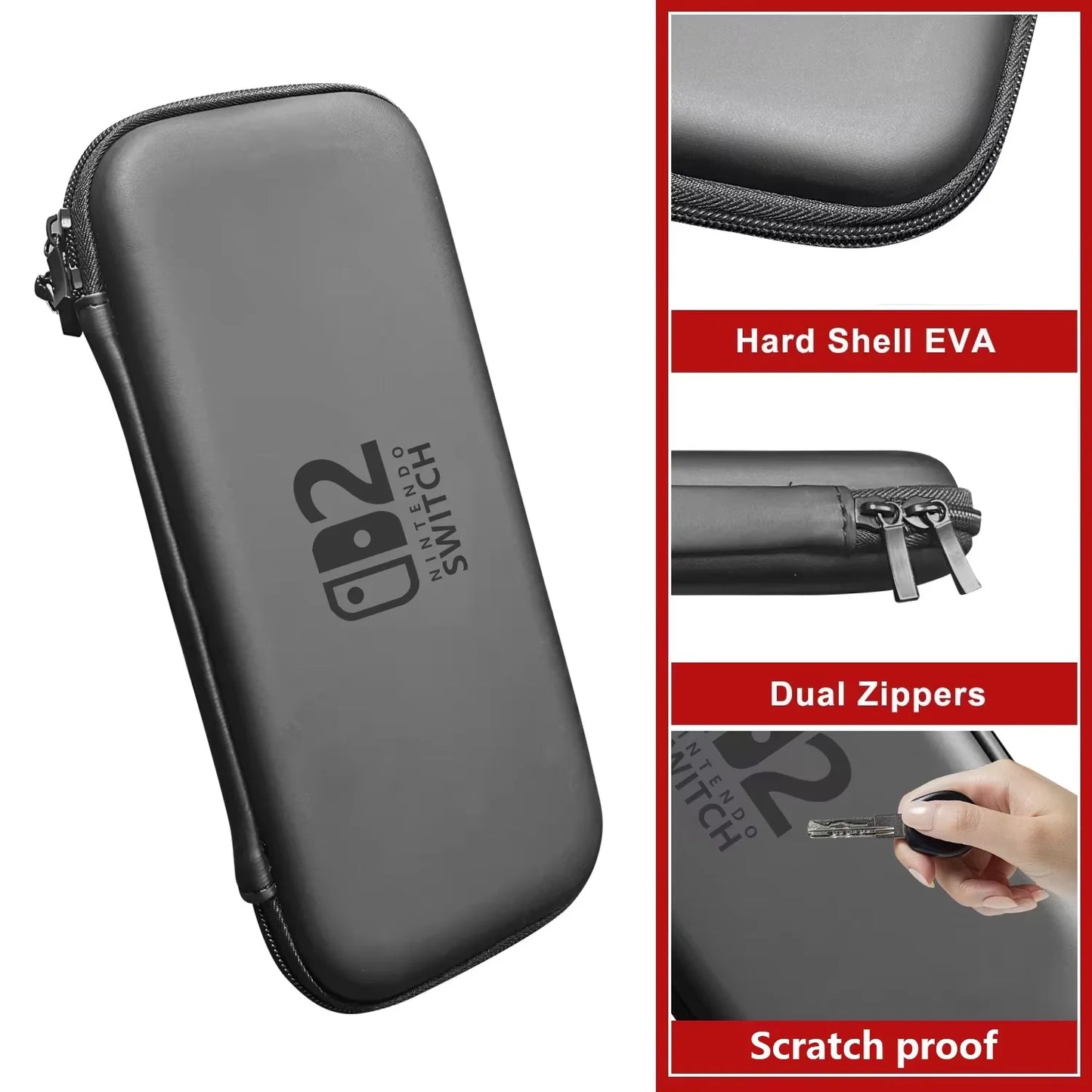 Slim Travel Carrying Case For Switch 2 Accessories, Waterproof EVA Hard Shell Protective Storage Hand Bag NS2