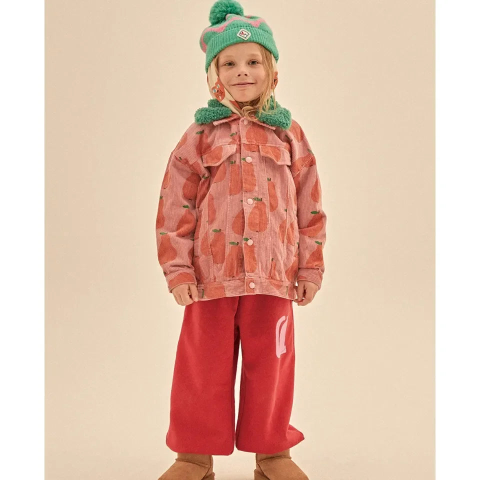 Winter Clothes Girl Tops And Skirts Suit Children Cherries Clothes Set Fashion Kid Pants Cotton Jacket Children Fashion Clothes