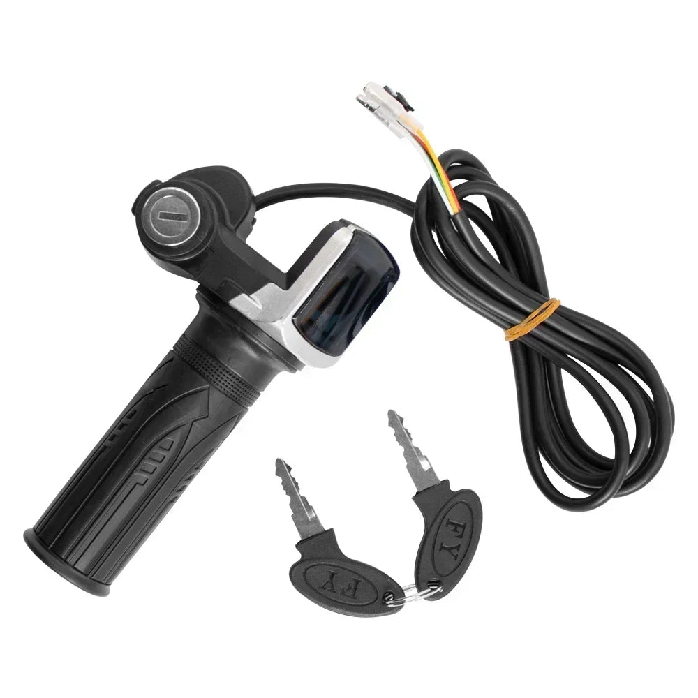 36V 48V 60V Electric Bicycle Throttle Grip E-bike Handlebar with Lock Ebike Scooter Accelerator Power Indicator Key LED Display