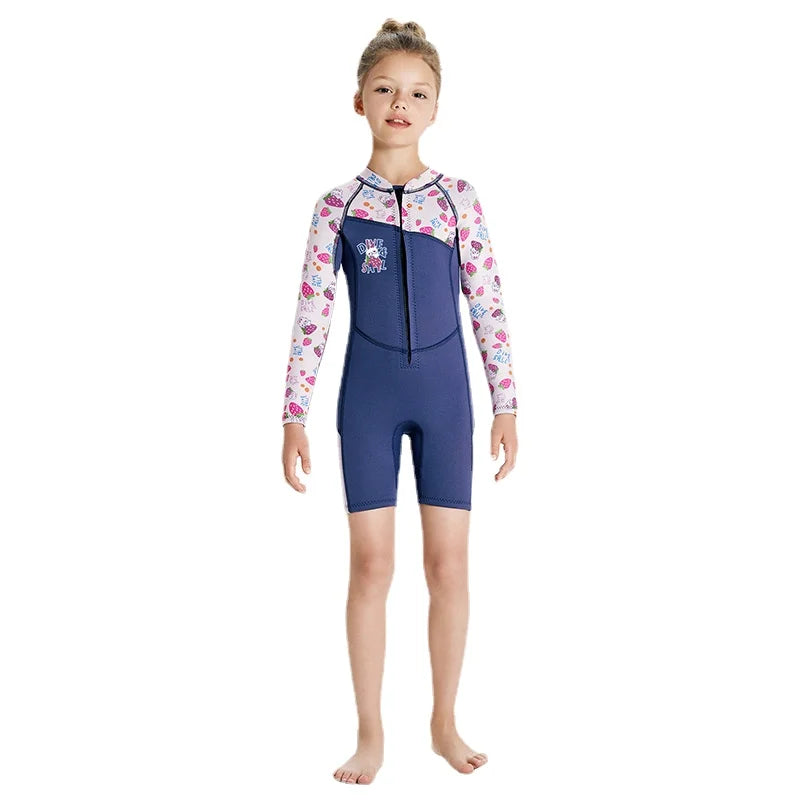 2.5mm Neoprene Surfing Shorty Wetsuit For Children Boys Jellyfish Swimsuit Girls Underwater Diving Suits Kids Scuba Swimwear