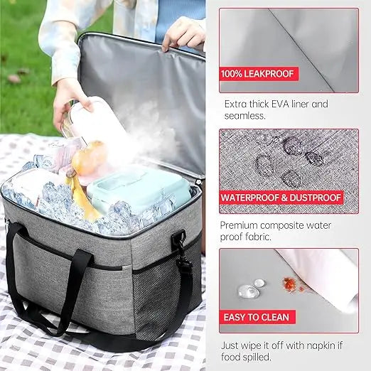 Outdoor Picnic Bags Large Capacity Leakproof Lunch Cooler Bags for Women Men Outdoor Travel Picnic Thermal Insulation Bag Box