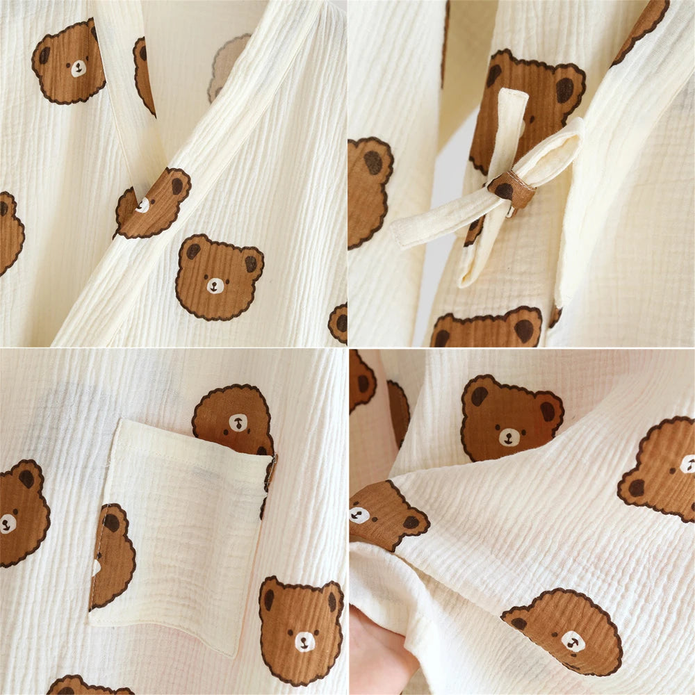New Cotton Women Robe kimono pajamas Spring Summer Cozy gauze pajamas nightgown Dressing Female bathrobe Sleepwear long pijama