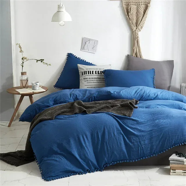 American Style Furball Tassel Duvet Cover Set Luxury King Queen Size Bedding Set Soft Twin Full Quilt Covers Sets NO Bed Sheet